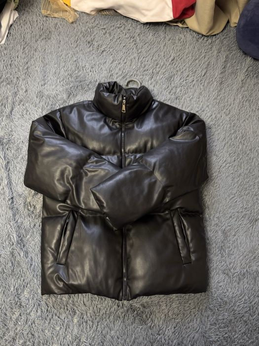 Куртка пуховик экокожа М - Л