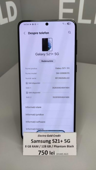 Samsung S21+ 5G 8GB RAM/ 128GB/Phantom Black ID1445-AG2