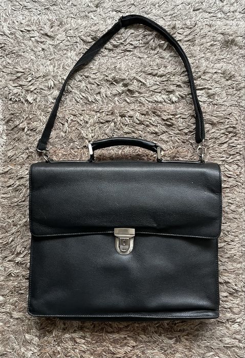 Servieta/geanta din piele naturala neagra office