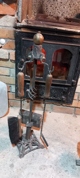 Suport accesori gratar șemineu soba cu piese din alamă