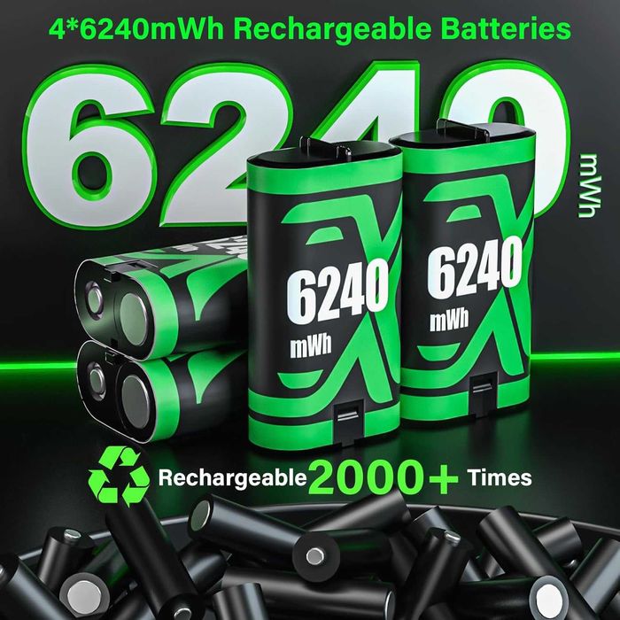 ZRZLMVP Батериен пакет за Xbox контролер - 4x6240mWh батерии и зарядно