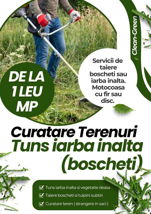 Tuns iarbă înaltă și boscheți – Motocoasă - Disponibil în weekend