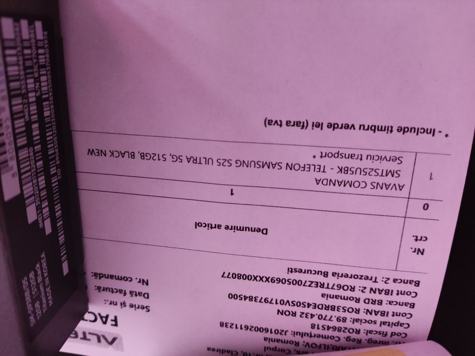 Samsung S25 ULTRA 512 GB, NOU neactivatGaranție 2 ANI