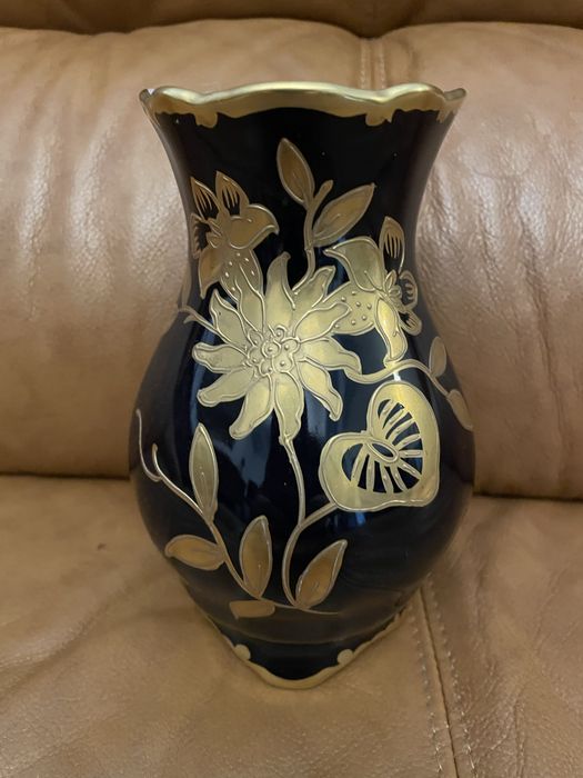 Vaza de cobalt cu model auriu JLMenau