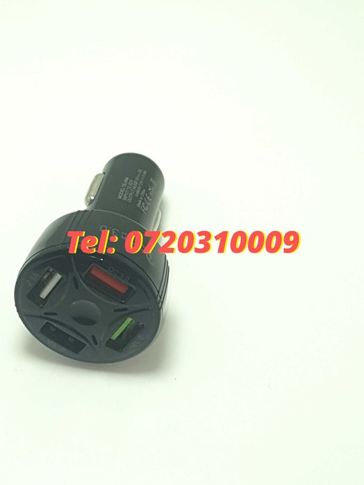 Incarcator Masina Auto 4 Porturi Bricheta Usb Qc Incarcare Rapida