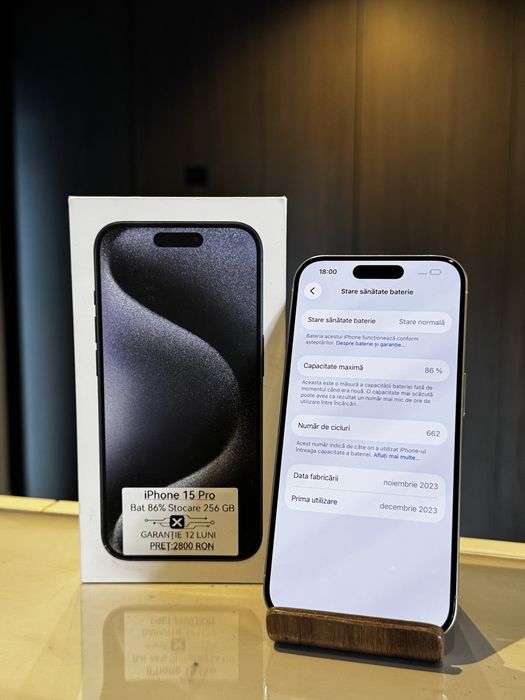 iPhone 15 Pro White Titanium 256 GB Impecabil/Garantie 24 luni/ Rate/ Avans 0