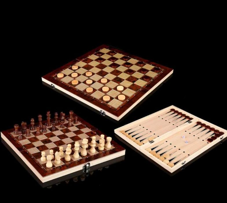 Шахматная доска 3 в 1, складная деревянная настольная доска