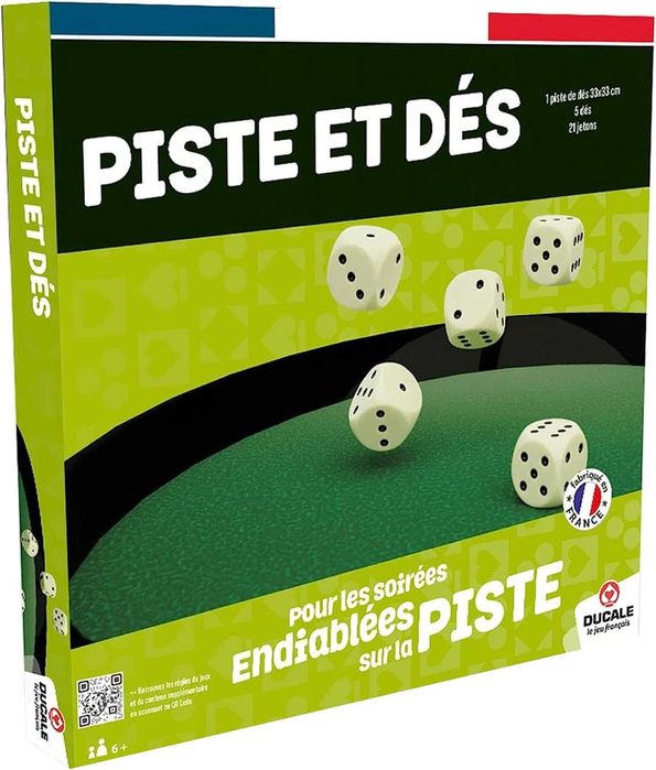 La Ducale - 33 см тава за зарове с 5 зара Yahtzee и 21 жетона. Зелен