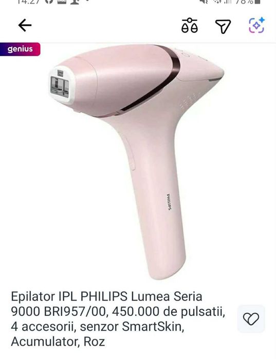 Epilator NOU Philips IPL Lumea Seria 9000, model 957