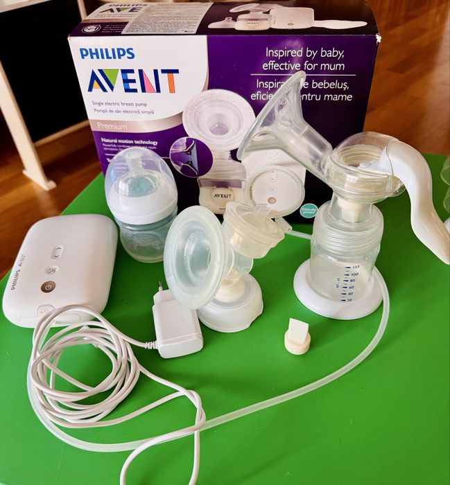 Акумулаторна помпа за кърма Avent Natural Motion Premium, хладилна чанта Avent, ръчна помпа Avent