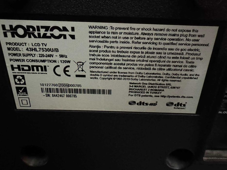 Hope Amanet P5-Televizor Horizon 43HL7530U, 108 cm, Smart, 4K Ultra HD