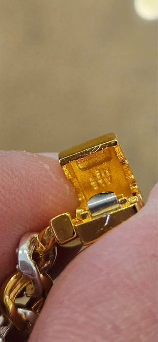 Bratara Pandora În Doua Tonuri Cu Lant Cubanez Elemente In Stil Pave