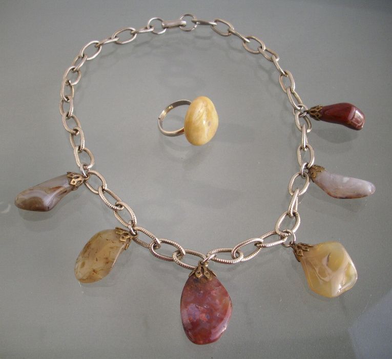 Комплект колие и пръстен африкански ахат