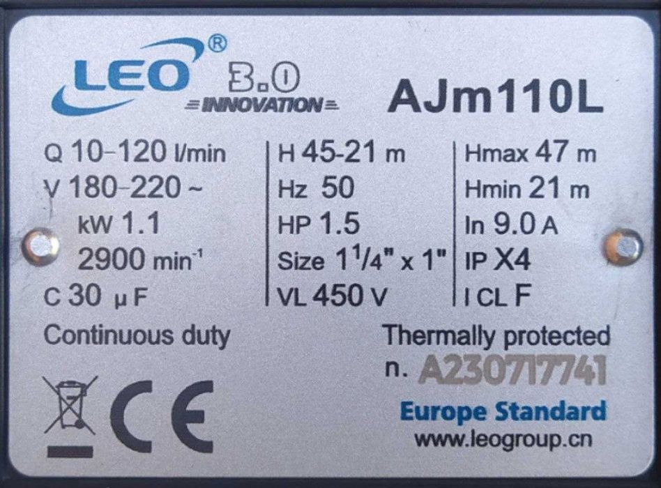 самасасиваюший насос  LEO . Официальный дилер