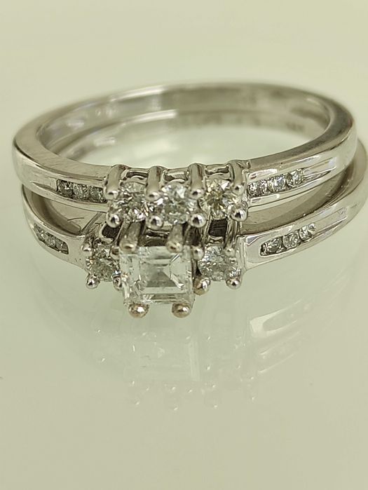 Inel si verigheta aur 14k cu diamante 0,55ct