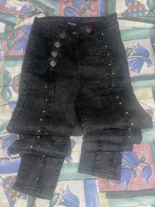 Blugi cu talie inalta elastici