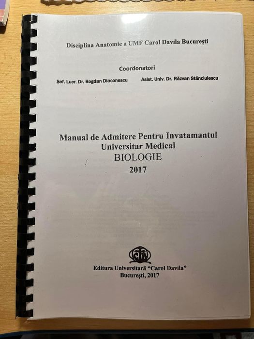 Culegeri grile biologie pentru admitere la medicina UMFCD Bucuresti