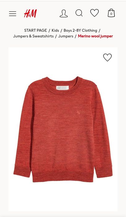 Bluză H&M 100% lână, mărime 110-116 copii