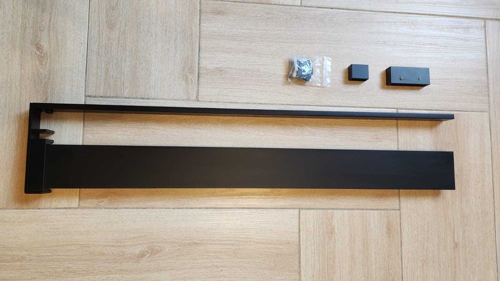 Suport prosop pentru paravan sticlă duș, negru, aluminiu, 80 cm, nou