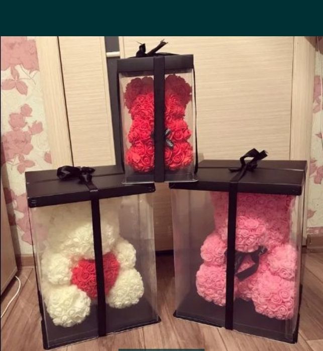 Мишка,единорог из роз для подарок