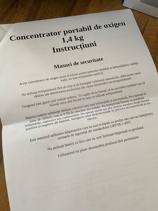 Concentrator oxigen portabil