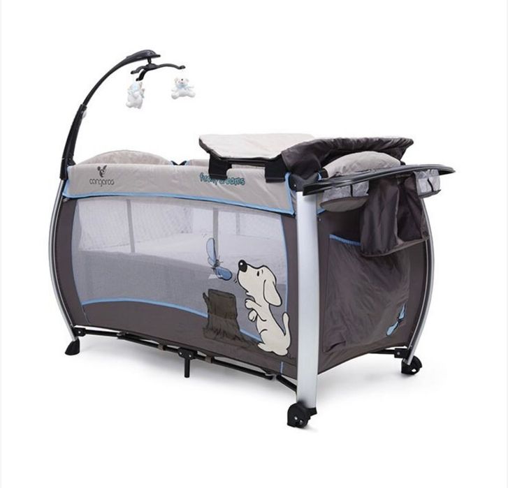 Kikaboo проходилка+подаръ, сгъваема кошара cangaroo синя пепер+матрак