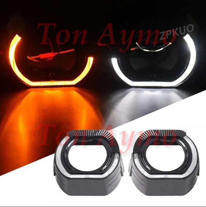 Декоративни Капачки 2,5'' и 3'' Angel eyes DRL Дневни Бяло и Оранжево