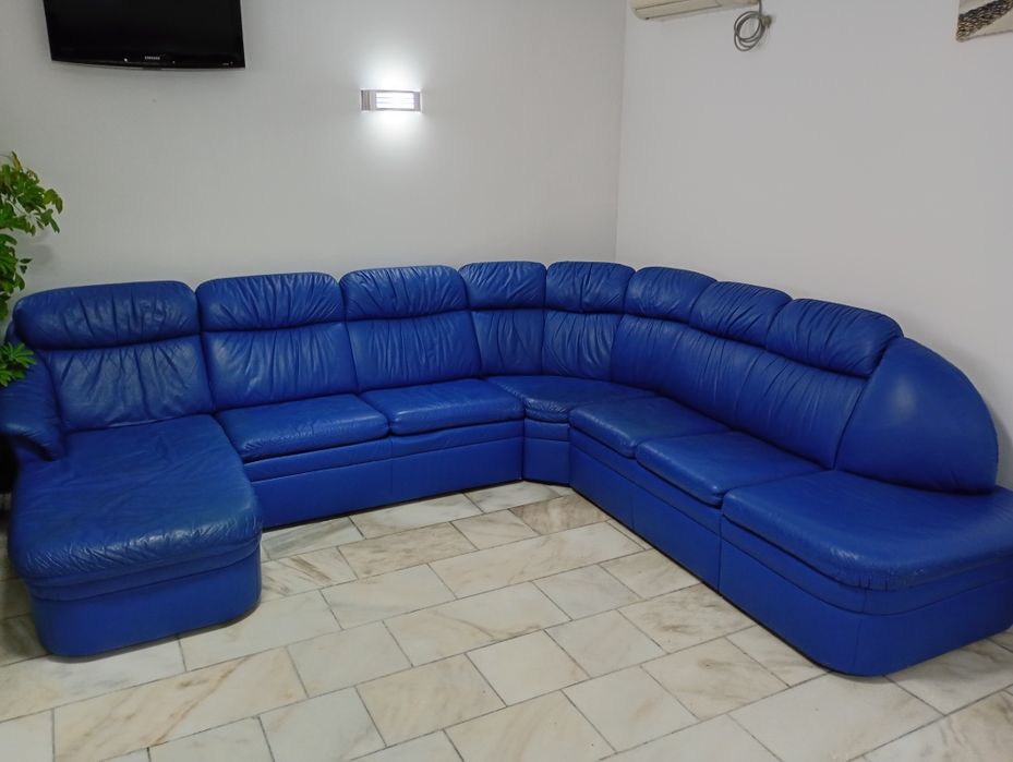 Colțar piele cu fotoliu