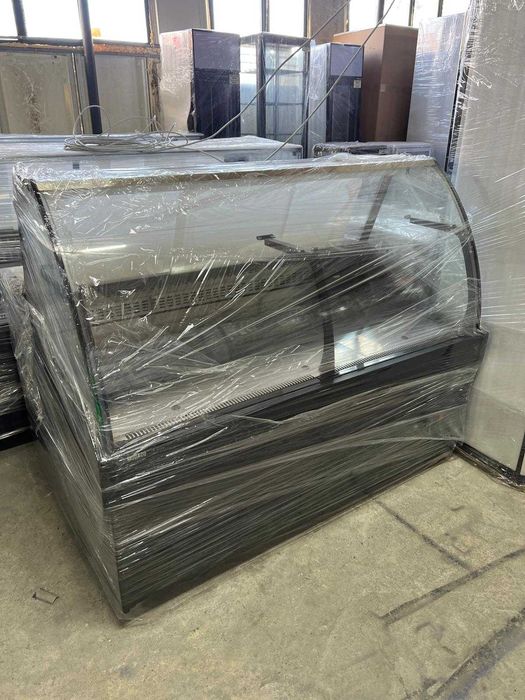 Vitrină carne & lactate 200 cm | geam semirotund | inox