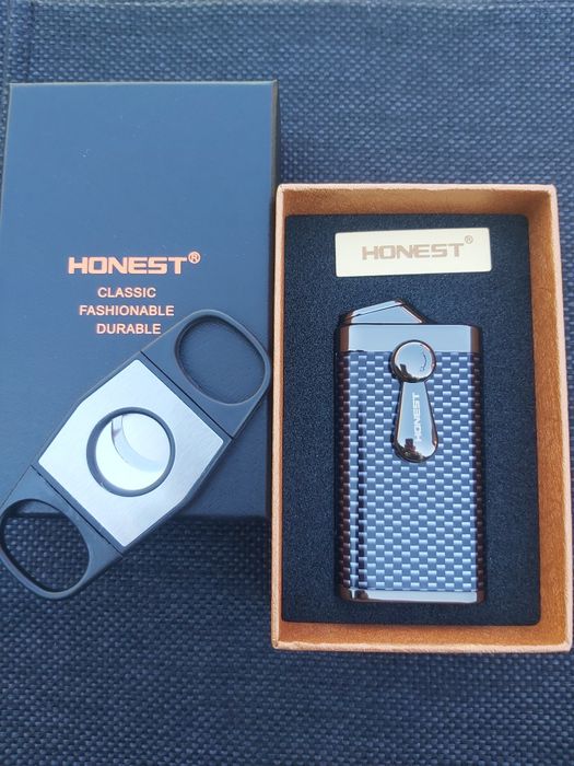 Луксозна запалка за пури с подарък резачка,два цвята