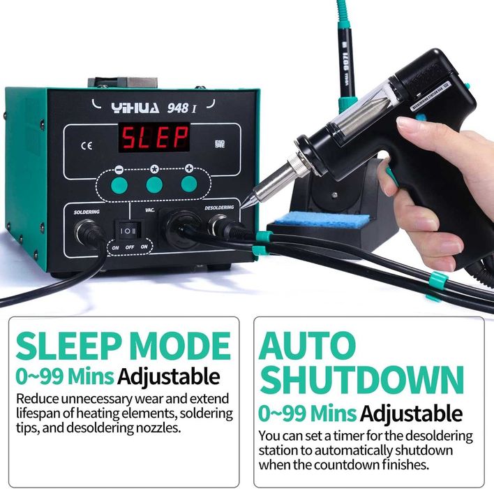 Stație de lipit și dezlipit YIHUA 948 pistol desoldering pompă vacum