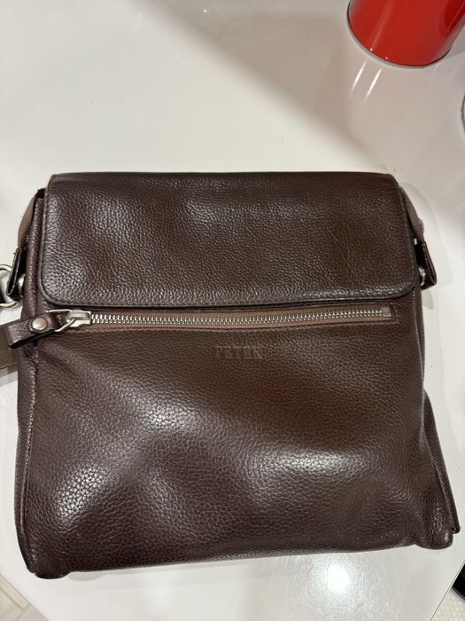 Чанта кафява за през рамо, естествена кожа, petek/петек/