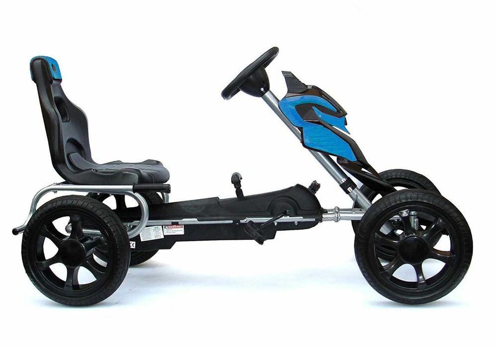 GO Kart cu pedale, Kinderauto Thunder cu roti EVA, culoare albastra