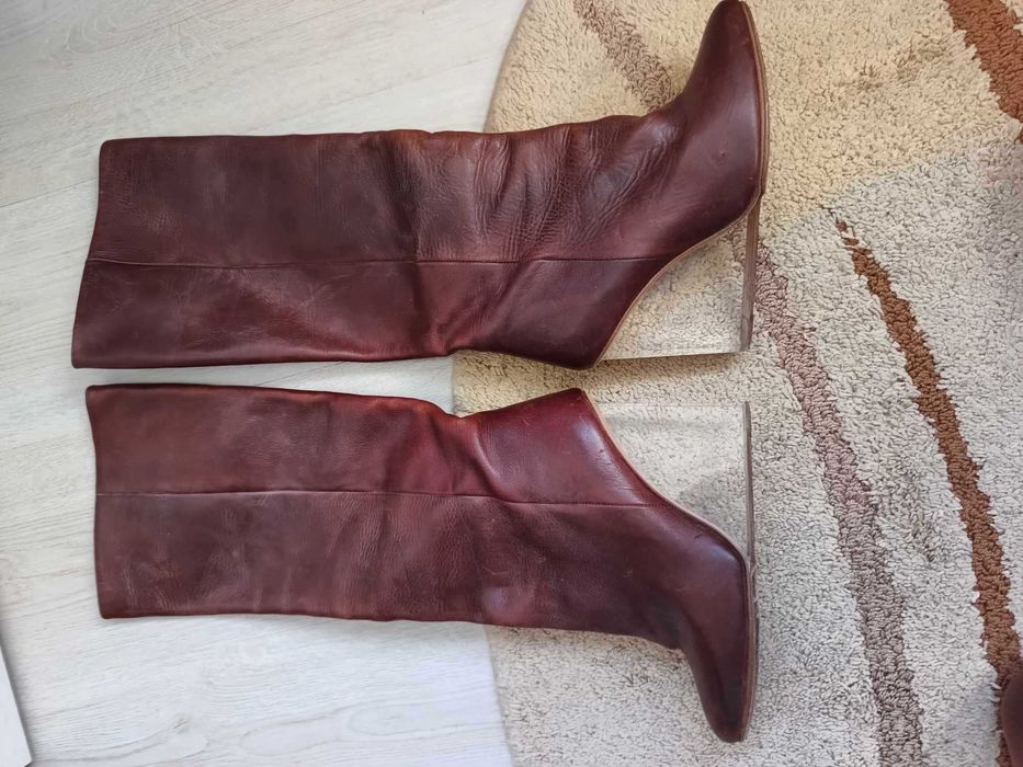 Cizme piele Maison Martin Margiela Pour H&M leather longboots brown 40