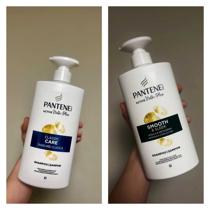 Pantene шампоан за коса 2 вида Зелен- за безжизнена коса със стърчащи крайща Син-за нормална и смесена коса 800ml  8,50€ Внос: Гърция