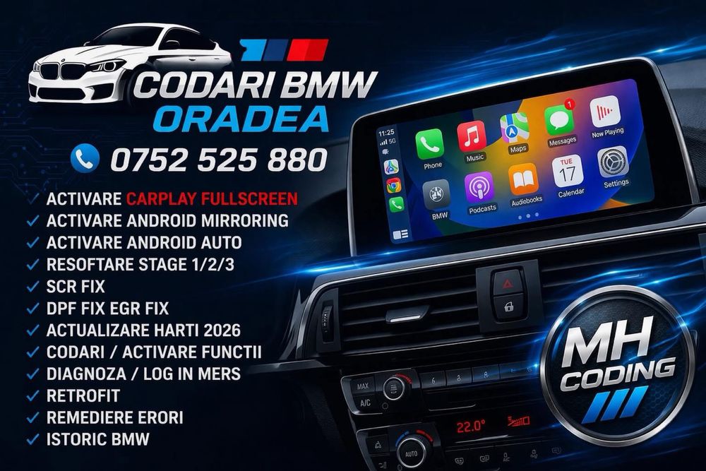 BMW Codări, CarPlay, Update Hărți, Stage1, Retrofit