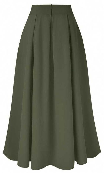 Fustă lungă verde kaki (army green), talie înaltă, A-line, mărime L - NOUĂ
