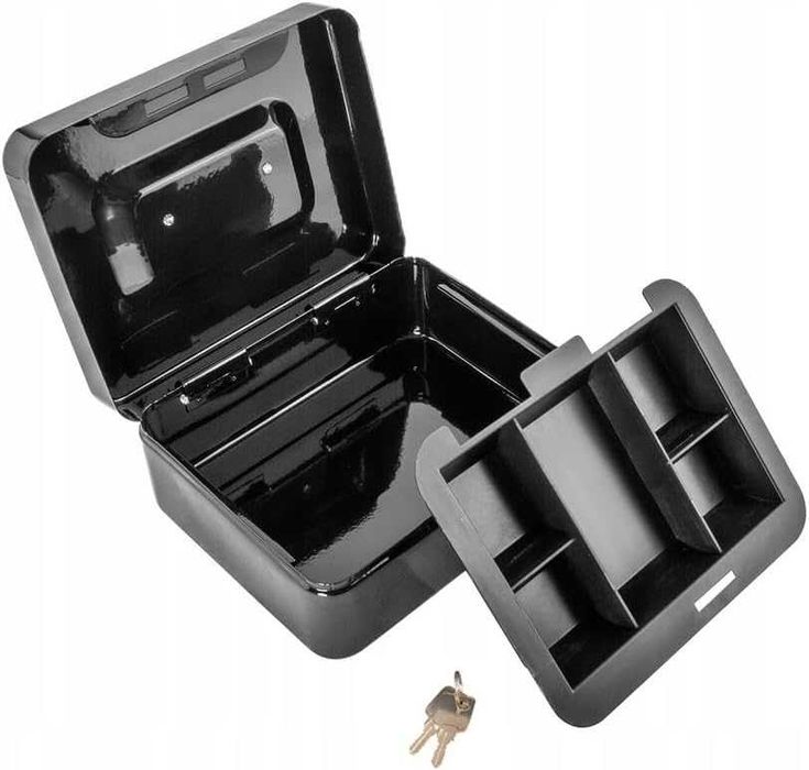 Cutie metalica pentru bani cu maner incuietoare si 2 chei 20x16x9 cm