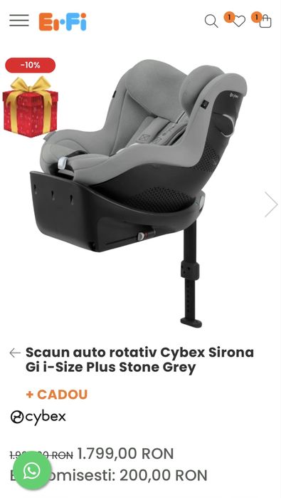 Scaun auto rotativ Cybex Sirona Gi i-Size Plus Stone Grey + insert