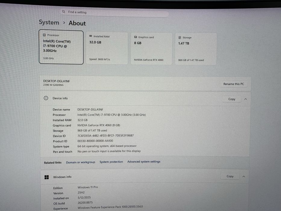 PC Gaming i7-9700 32GB
