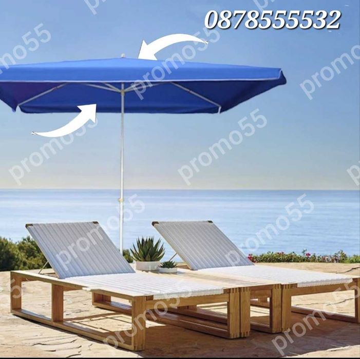 Голям квадратен чадър 230см. х230см., с клапа за стабилност при вятър