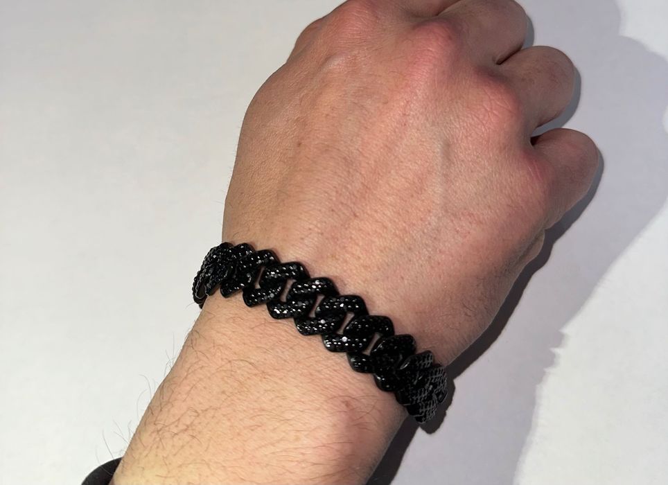 Nicos/Гривна от черна cuban верижка с цирконий 8 мм