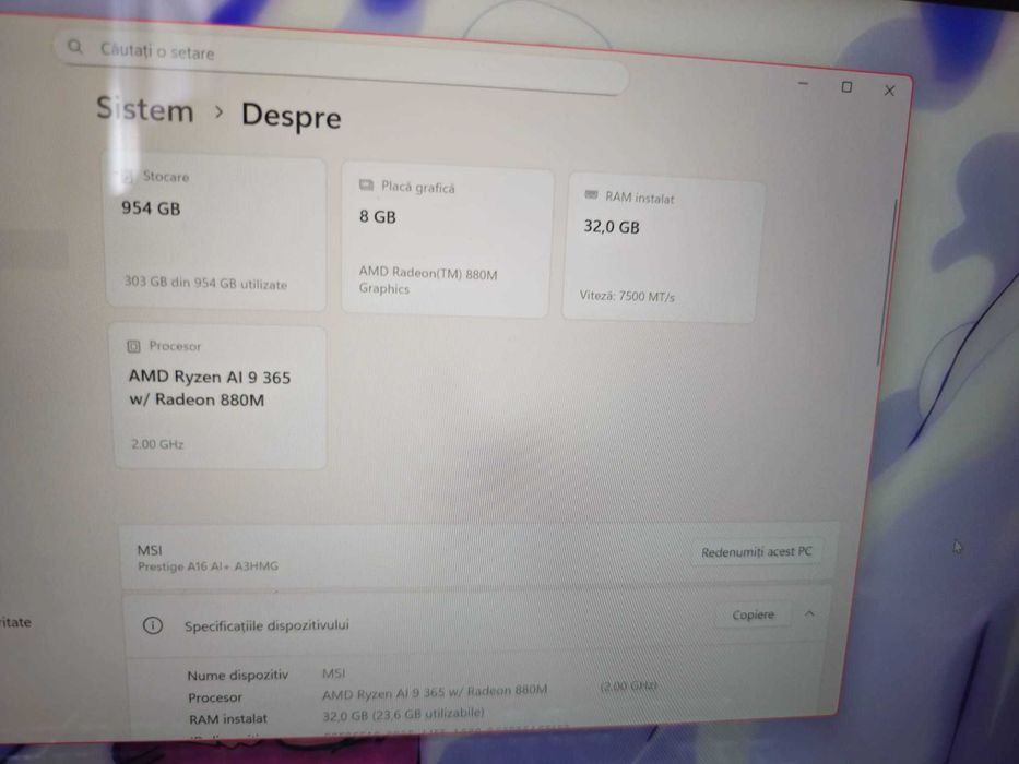 Laptop MSI Prestige A16 AI+ AMD Ryzen AI 9, 32 GB RAM, 1TB SSD