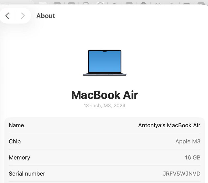 MacBook Air 13" (2024, M3, 16GB, 512GB SSD) + ПОДАРЪК ЧАНТА ЗА ЛАПТОП