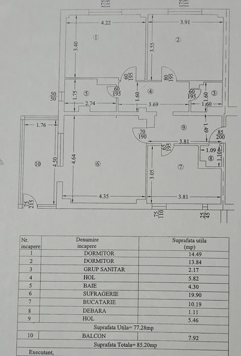 Apartament 3 camere, decomandat, parter, 85 mp