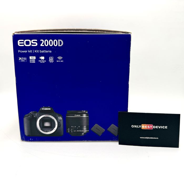 Canon EOS 2000D Aparat Foto DSLR 24.1MP CMOS Kit cu Obiectiv EF-S 18-55mm f/3.5-5.6 III Negru