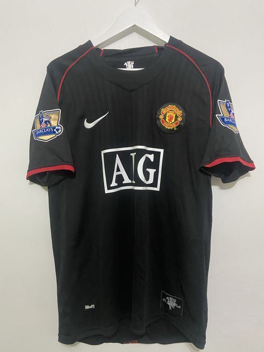 Tricou de fotbal Ronaldo 2008 away marime M manchester united negru red devil