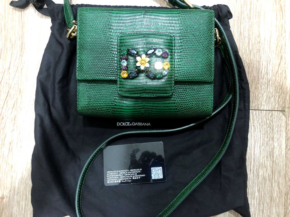 Сумка Dolce & Gabbana DG Millennials Green Lizard Embossed Crystal Bag