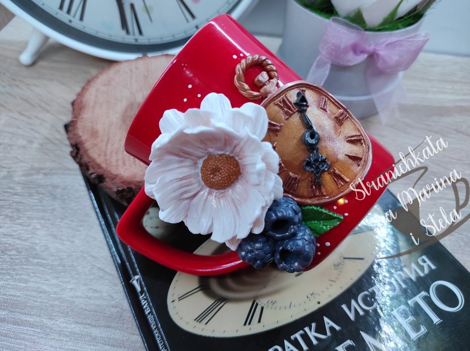 Чаши, декорирани с полимерна глина