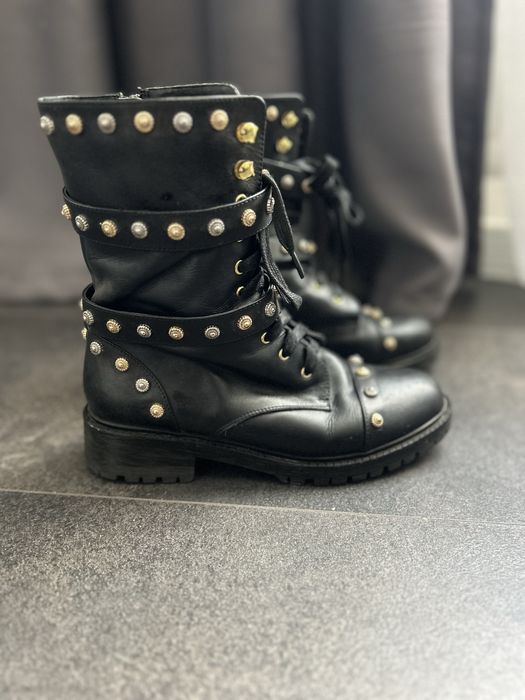 Зимни боти от естествена кожа с капси Zara